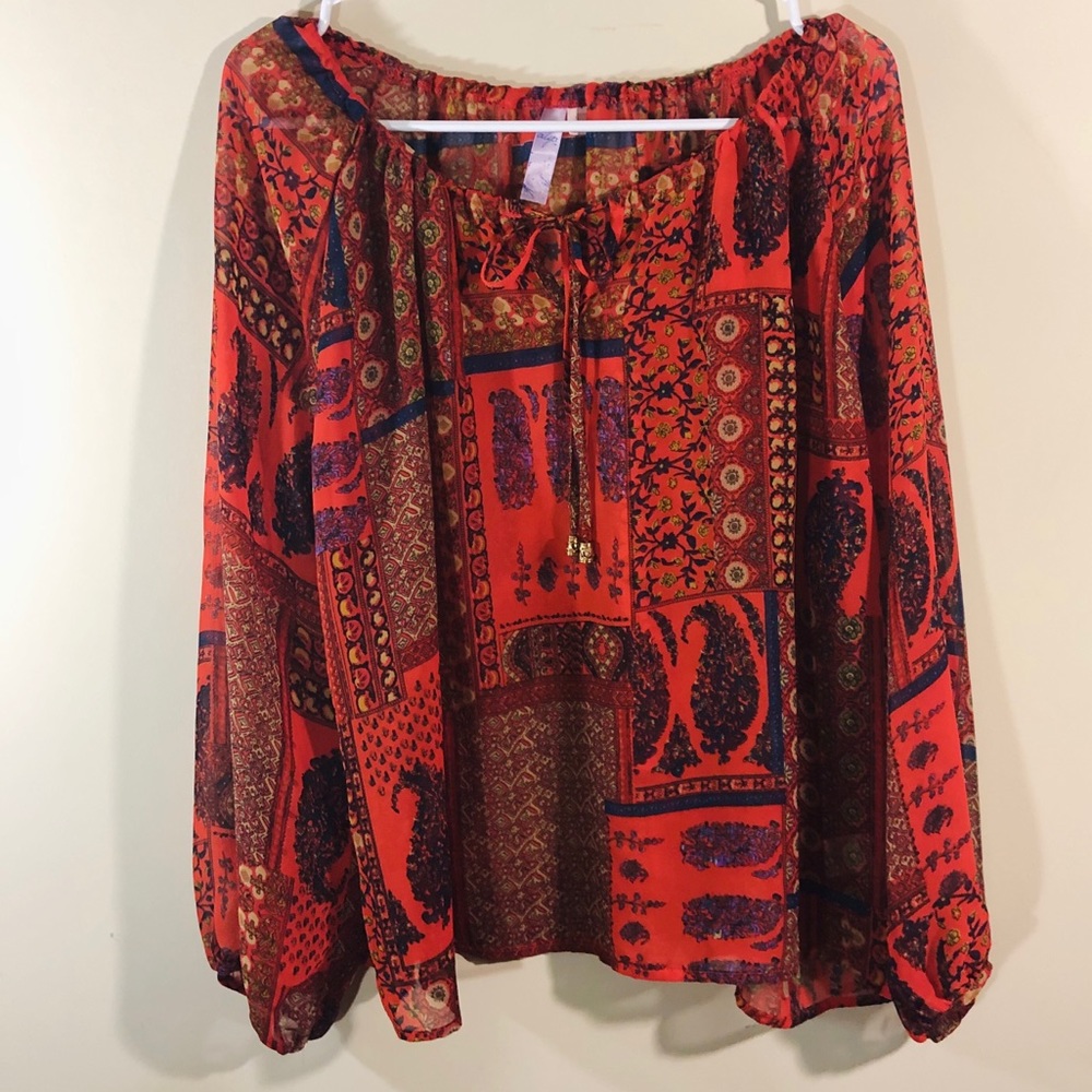 Alya sheer red print top